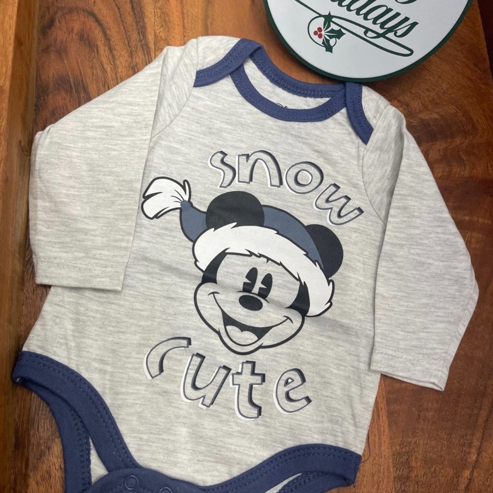 Disney Mickey Christmas Onesie/ Snow Cute Mickey / Holiday onesie/ 3M